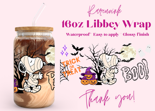 #1133 Snoopy Halloween 16oz UVDTF Wrap