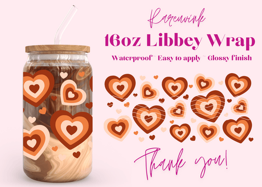 #1013 Brown Hearts 16oz UVDTF Wrap