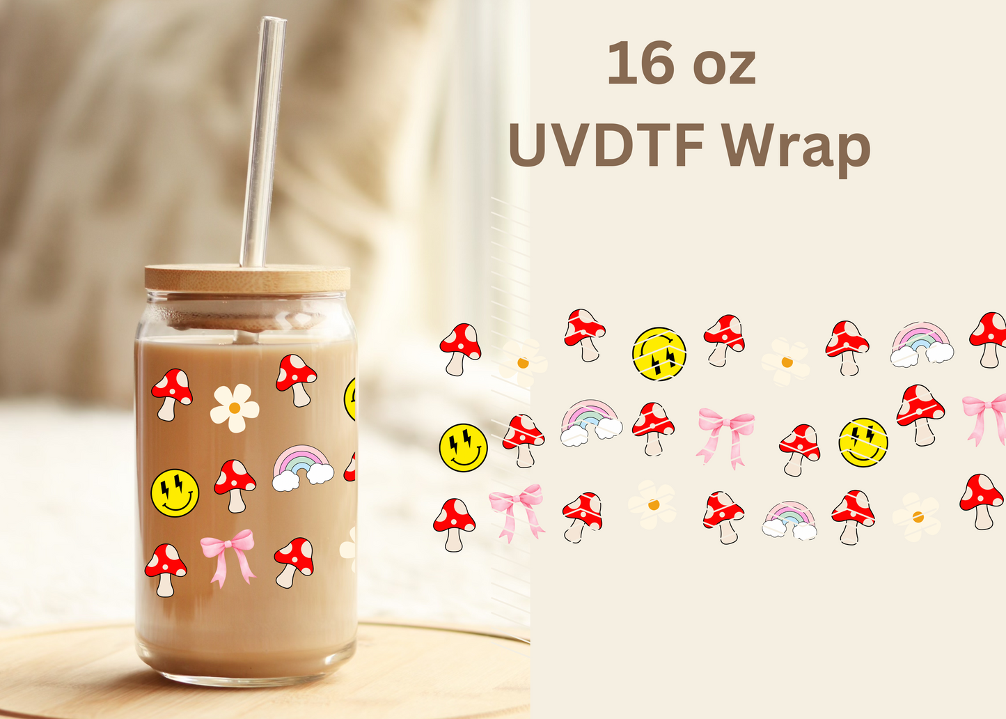 #391 Groovy Mushroom UVDTF 16 oz Wrap