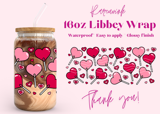 #894 Valentines Lollipops 16oz UVDTF Wrap