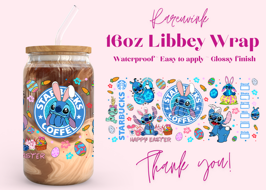 #977 Stitch Starbux Easter 16oz UVDTF Wrap