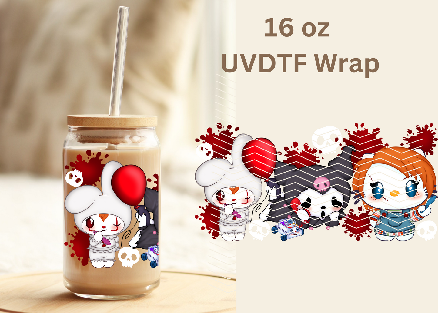 #498 Halloween Hk Blood UVDTF 16 oz Wrap