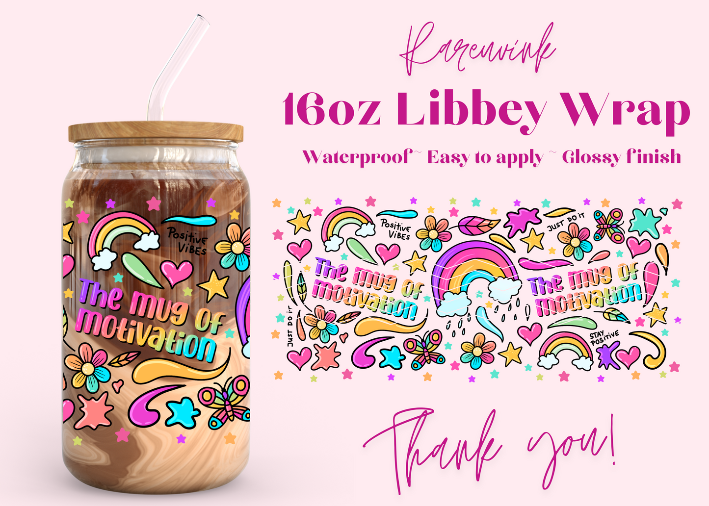 #1040 Mug of Motivation 16oz UVDTF Wrap