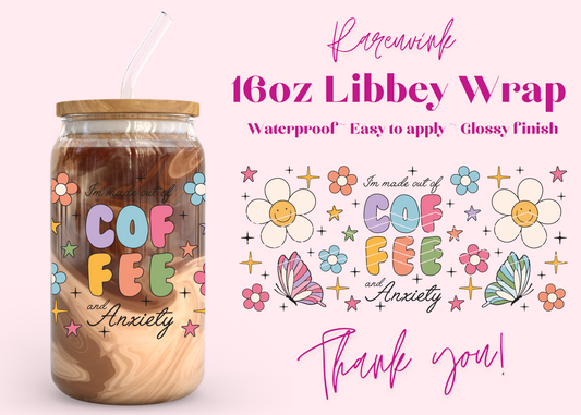 #878 Coffee & Anxiety 16oz UVDTF Wrap