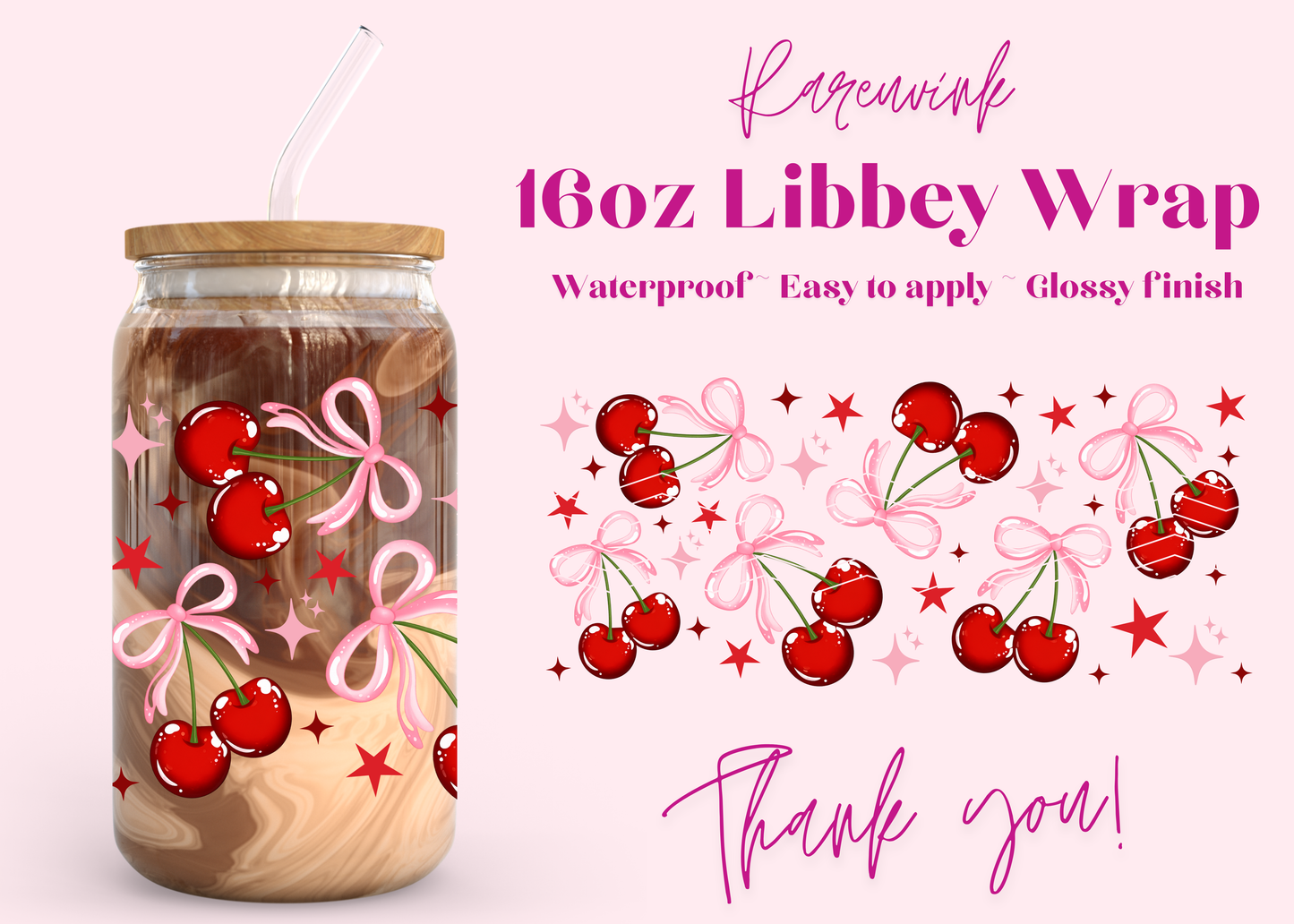 #1219 Cherry Coquette 16oz UVDTF Wrap
