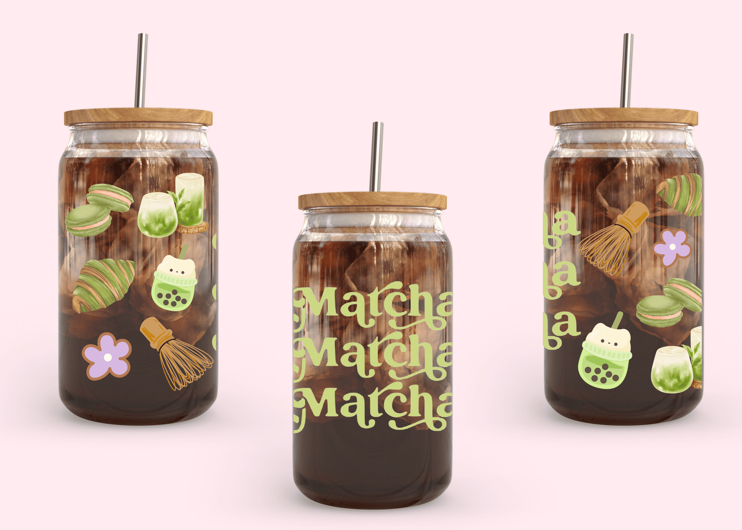 #1016 Matcha Drink 16oz UVDTF Wrap