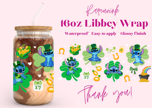#953 Stitch St.Patricks Day 16oz UVDTF Wrap
