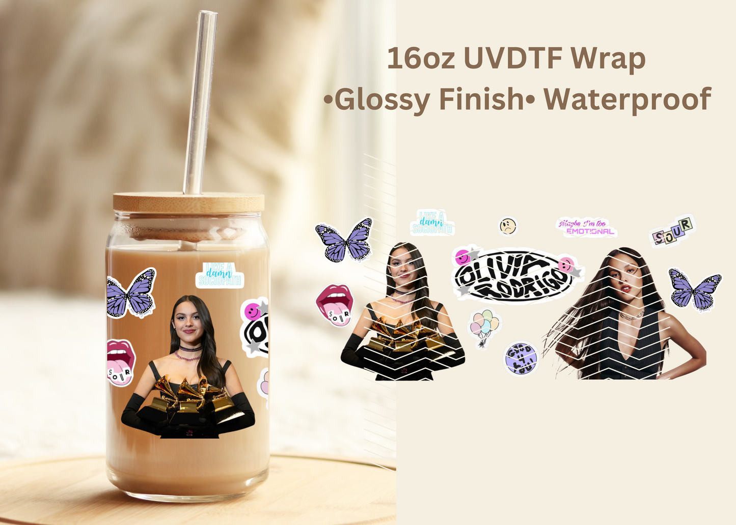 #573 Olivia Rodrigo 16oz UVDTF Wrap