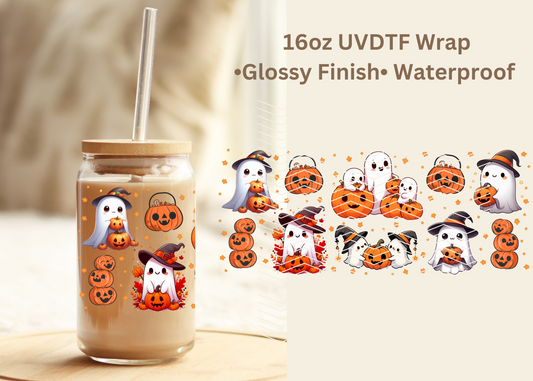 #667 Ghosts Pumpkin 16oz Uvdtf wrap