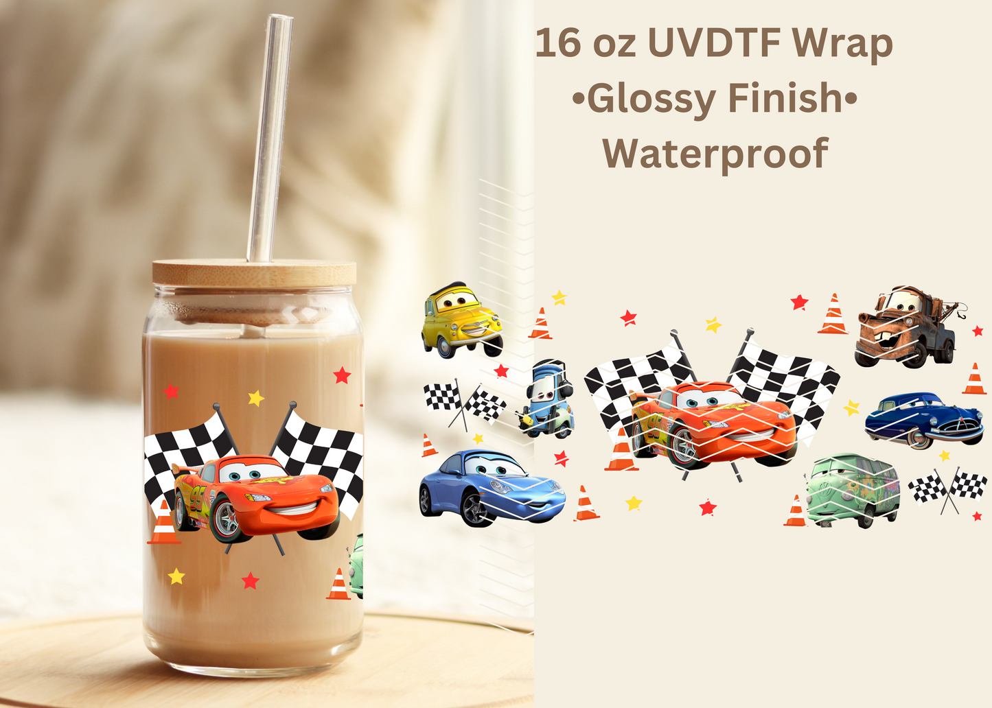 #544 Cars 16oz UVDTF wrap