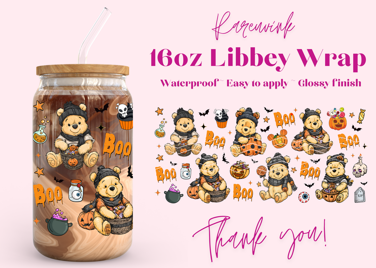 #1156 Winnie Boo Halloween 16oz UVDTF Wrap