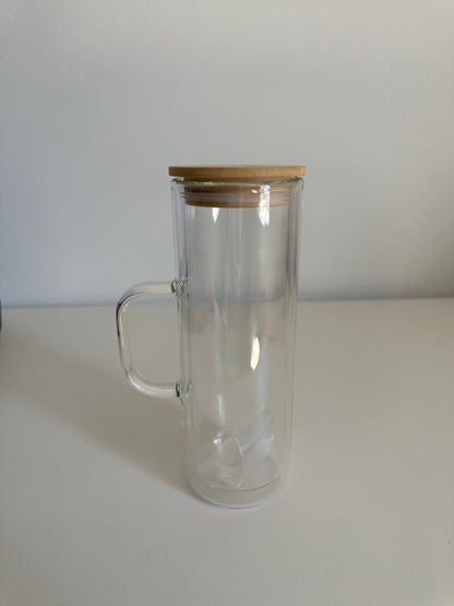 20oz Snowglobe Glass Can Tumbler with Handle